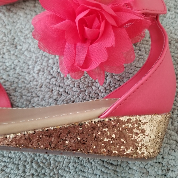 Gymboree Flower Glitter Wedge Sandals Size 1 - Picture 7 of 8